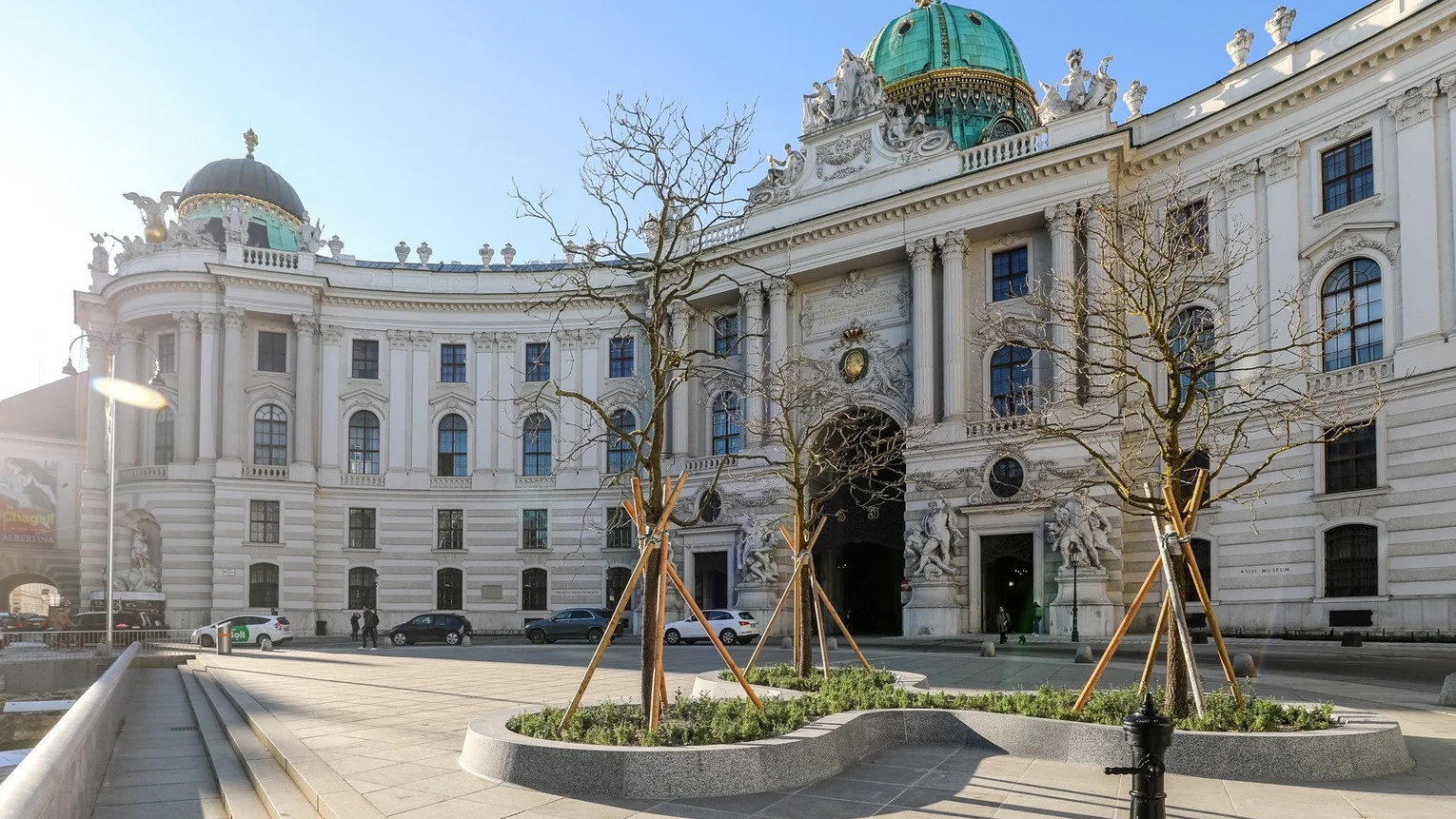 Square in front of the Hofburg with trees